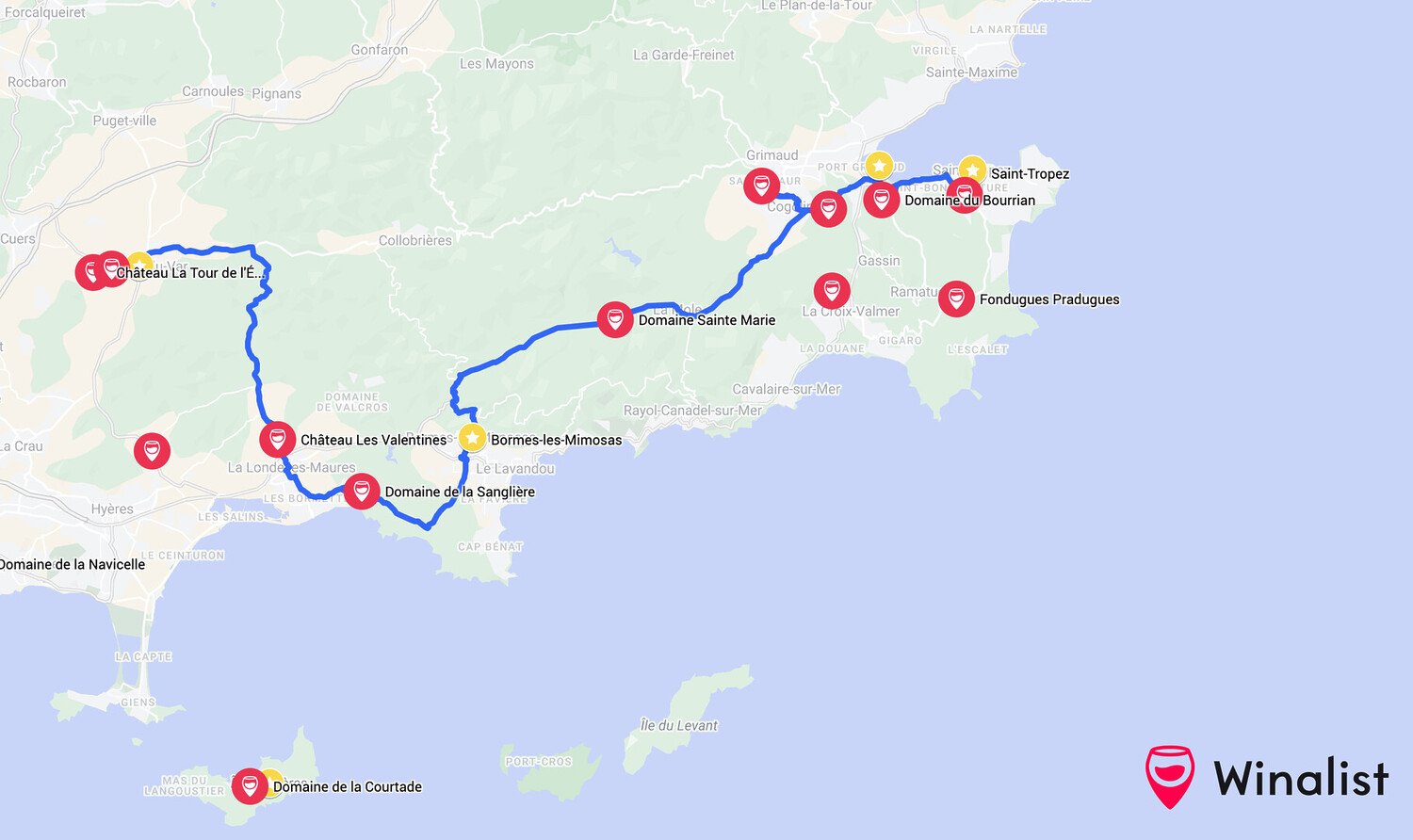 Guide Route des Vins de Provence : Carte et itinéraires - 2026 - 4 - route des vins de Provence Carte de la route des vins de Saint Tropez et du vignoble Provencal