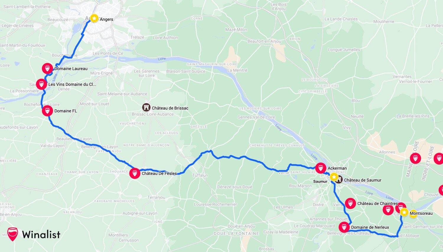 Loire Valley wine map: Uncover the famous wine region - 2026 - 20 - Loire valley wine map Carte Route des vins de l'Anjou et du Saumurois Val de Loire Itineraire Winalist