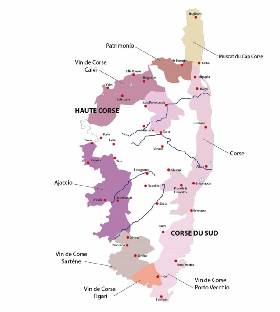 La Route des vins Corses - 2026 - 4 - Corse Carte de la Corse