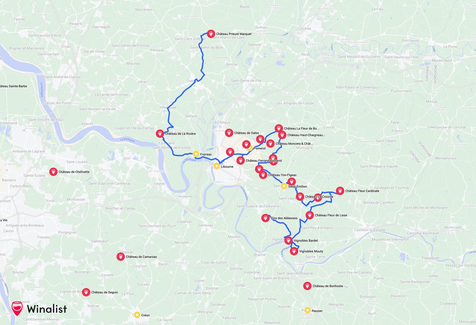 Les Routes des vins de Bordeaux : Domaines, itinéraires et cartes - 2026 - 4 - route des vins de Bordeaux Carte Route des vins Saint Emilion Bordeaux - Itinéraire - Winalist