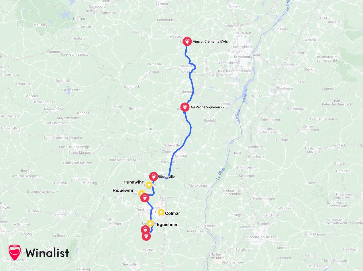 Route des vins d’Alsace : Carte et Itinéraire 3 jours - 2026 - 2 - route des vins, alsace Carte Route des vins Alsace - Itinéraire - Winalist